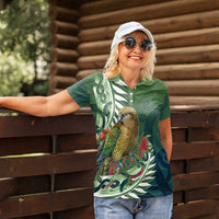 New Zealand Kea Bird Women Polo Shirt With Maori Koru Fern LT05 - Polynesian Pride