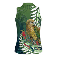New Zealand Kea Bird Women Sleeveless Polo Shirt With Maori Koru Fern LT05 - Polynesian Pride