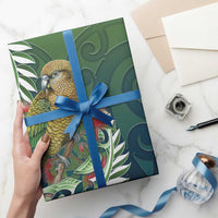 New Zealand Kea Bird Wrapping Paper With Maori Koru Fern LT05 - Polynesian Pride