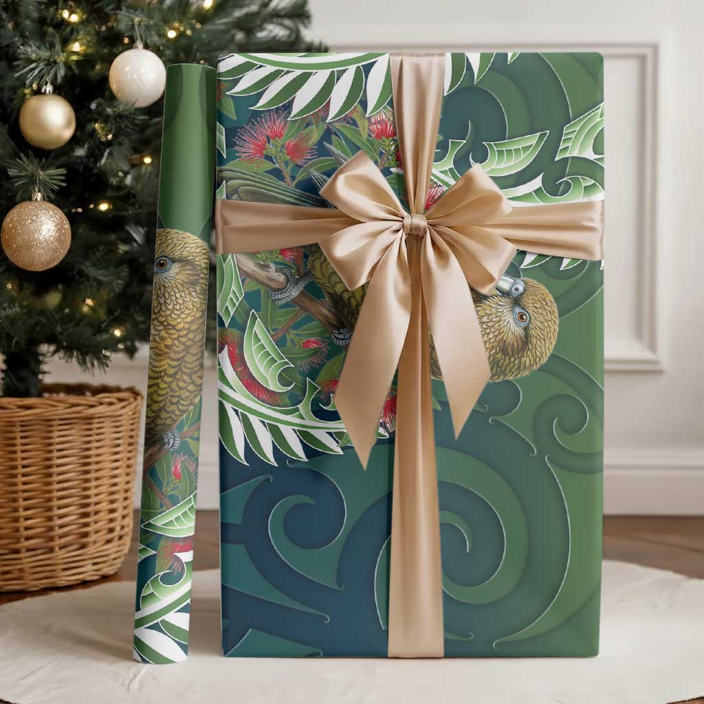 New Zealand Kea Bird Wrapping Paper With Maori Koru Fern LT05 - Polynesian Pride