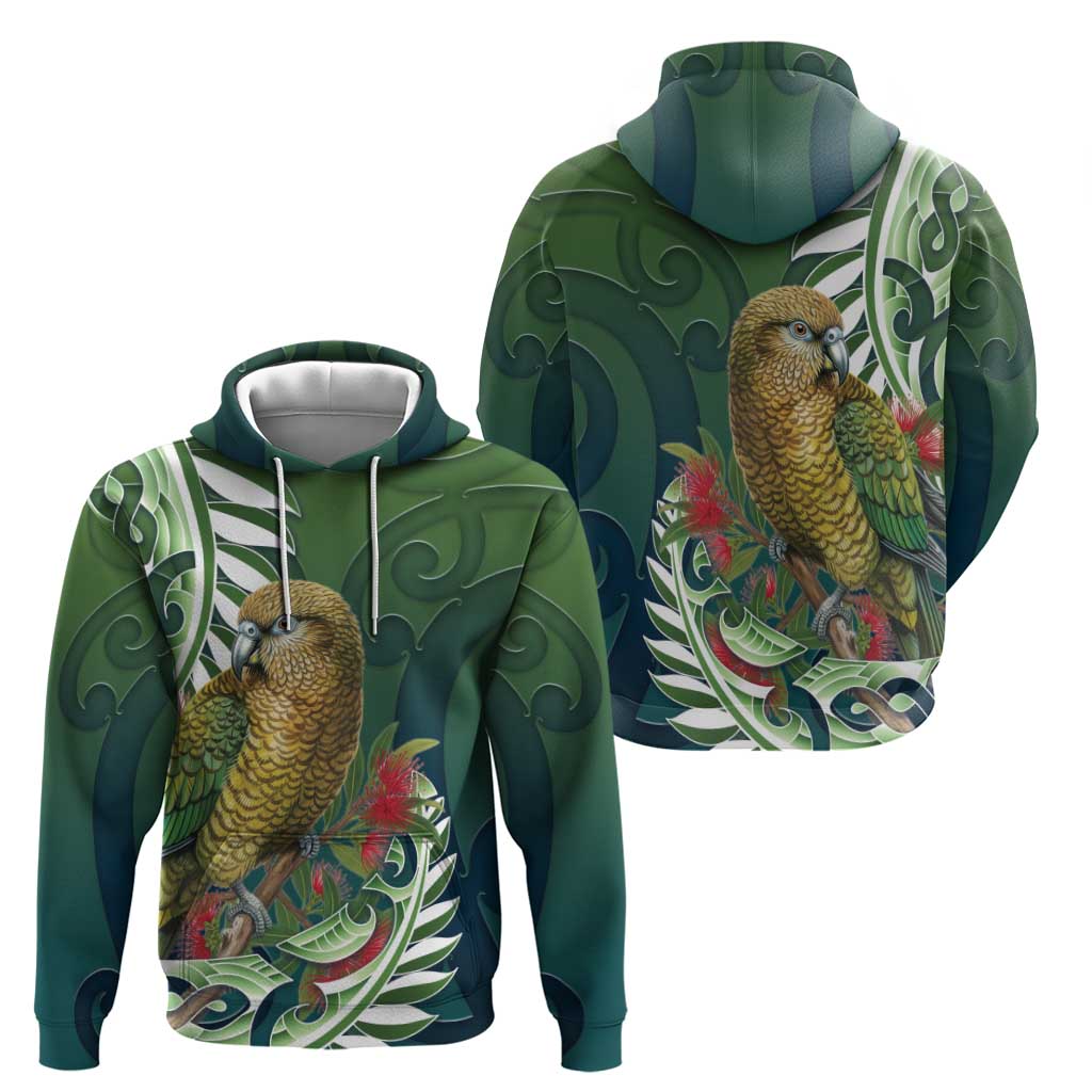 New Zealand Kea Bird Zip Hoodie With Maori Koru Fern LT05 - Polynesian Pride