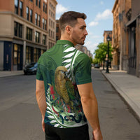 New Zealand Kea Bird Zipper Polo Shirt With Maori Koru Fern LT05 - Polynesian Pride