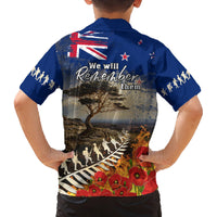 New Zealand ANZAC Day Family Matching Off Shoulder Short Dress and Hawaiian Shirt The Lonesome Pine With Soldier Fern LT05 - Polynesian Pride