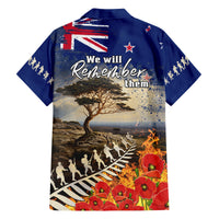 New Zealand ANZAC Day Family Matching Off Shoulder Short Dress and Hawaiian Shirt The Lonesome Pine With Soldier Fern LT05 - Polynesian Pride