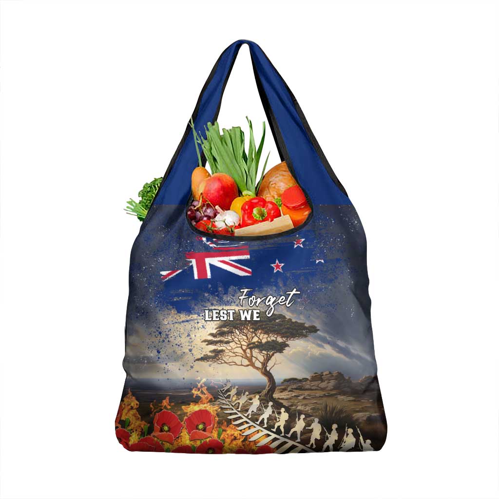 New Zealand ANZAC Day Grocery Bag The Lonesome Pine With Soldier Fern LT05 1-pack One Size Blue - Polynesian Pride