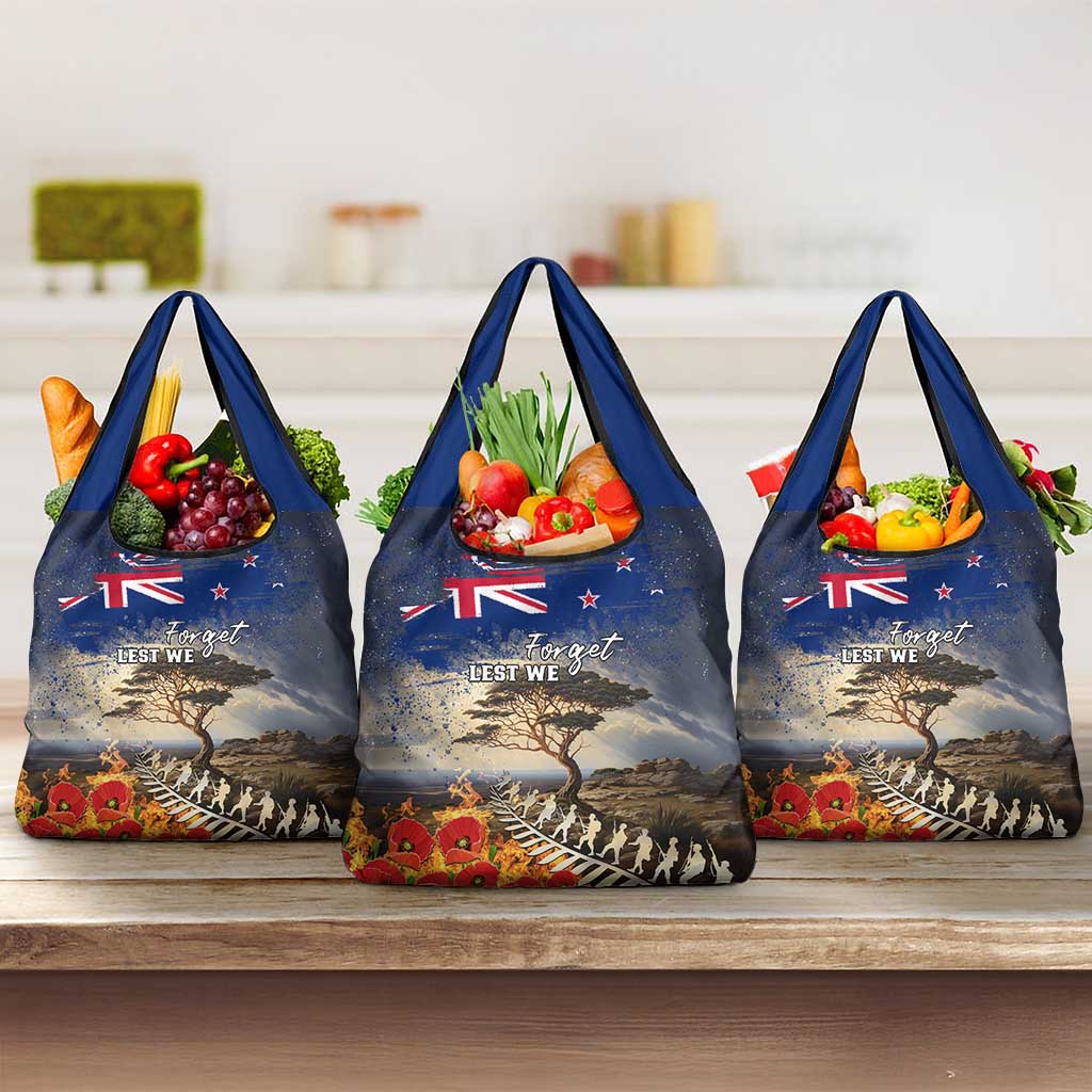 New Zealand ANZAC Day Grocery Bag The Lonesome Pine With Soldier Fern LT05 3-pack One Size Blue - Polynesian Pride