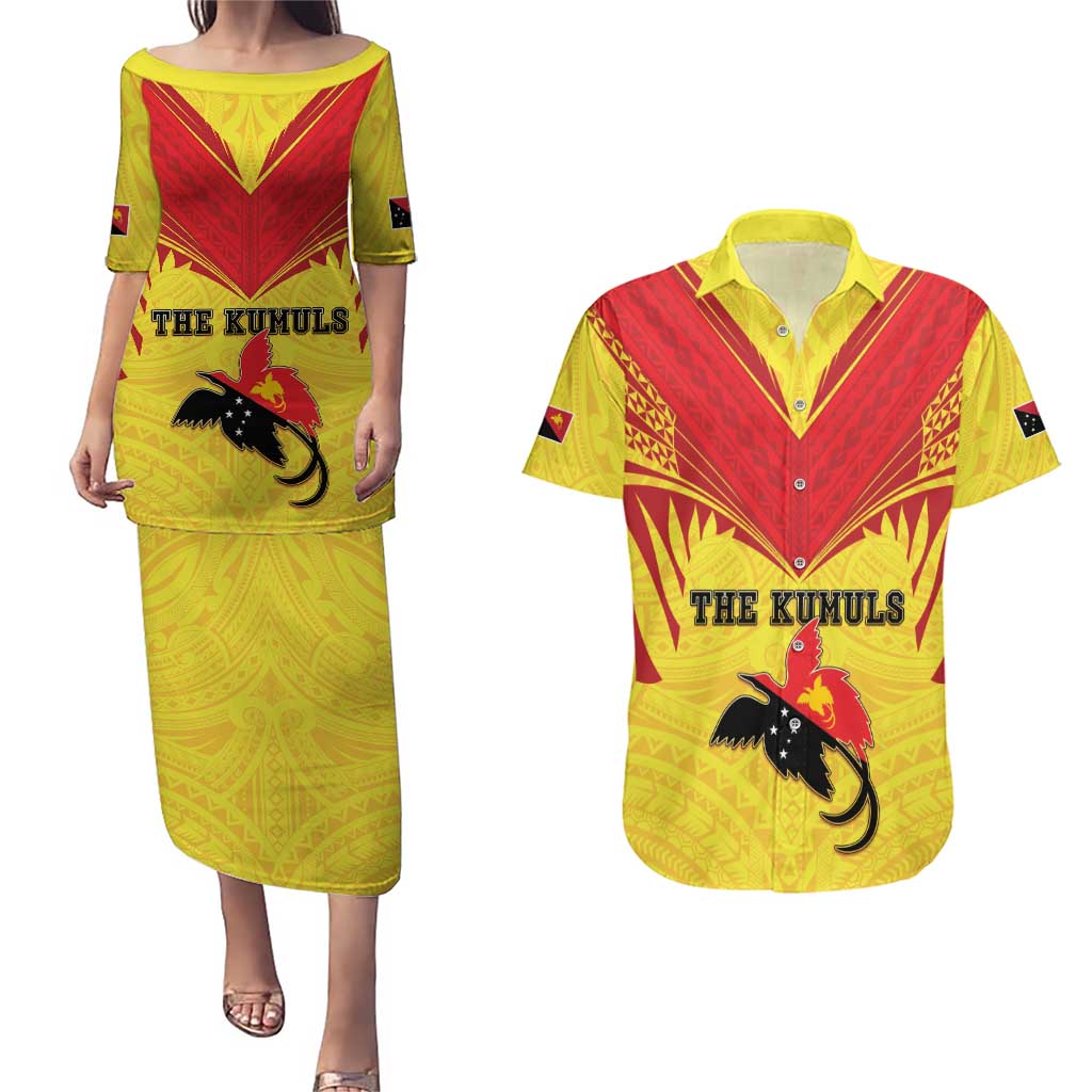 Papua New Guinea Rugby Custom Couples Matching Puletasi and Hawaiian Shirt Kumuls Heritage