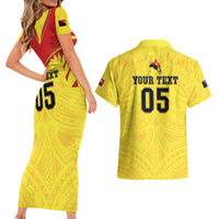 Papua New Guinea Rugby Custom Couples Matching Short Sleeve Bodycon Dress and Hawaiian Shirt Kumuls Heritage LT05 - Polynesian Pride