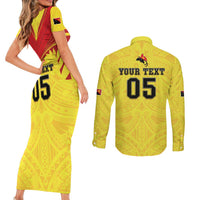 Papua New Guinea Rugby Custom Couples Matching Short Sleeve Bodycon Dress and Long Sleeve Button Shirt Kumuls Heritage LT05 - Polynesian Pride