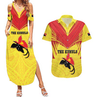 Papua New Guinea Rugby Custom Couples Matching Summer Maxi Dress and Hawaiian Shirt Kumuls Heritage LT05 Yellow - Polynesian Pride