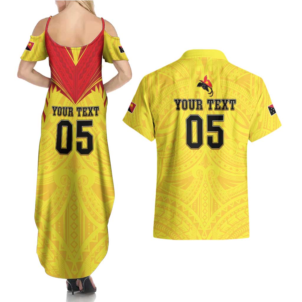 Papua New Guinea Rugby Custom Couples Matching Summer Maxi Dress and Hawaiian Shirt Kumuls Heritage LT05 - Polynesian Pride