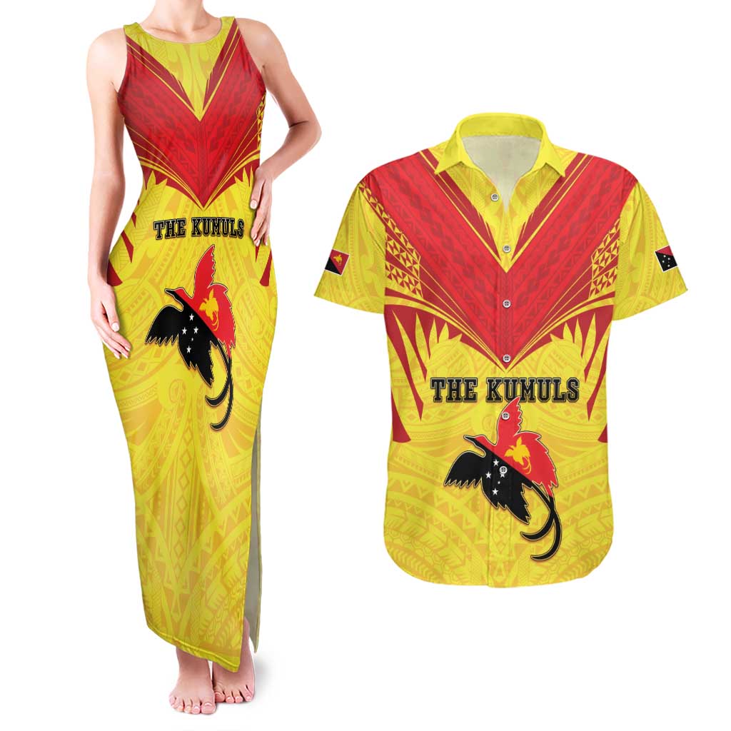 Papua New Guinea Rugby Custom Couples Matching Tank Maxi Dress and Hawaiian Shirt Kumuls Heritage