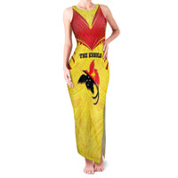 Papua New Guinea Rugby Custom Family Matching Tank Maxi Dress and Hawaiian Shirt Kumuls Heritage LT05 Mom's Dress Yellow - Polynesian Pride