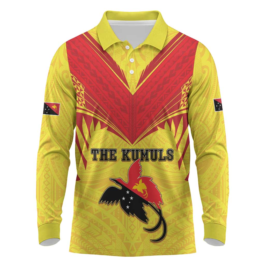 Papua New Guinea Rugby Custom Long Sleeve Polo Shirt Kumuls Heritage