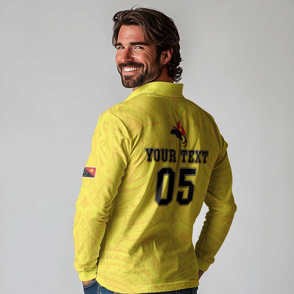 Papua New Guinea Rugby Custom Long Sleeve Polo Shirt Kumuls Heritage