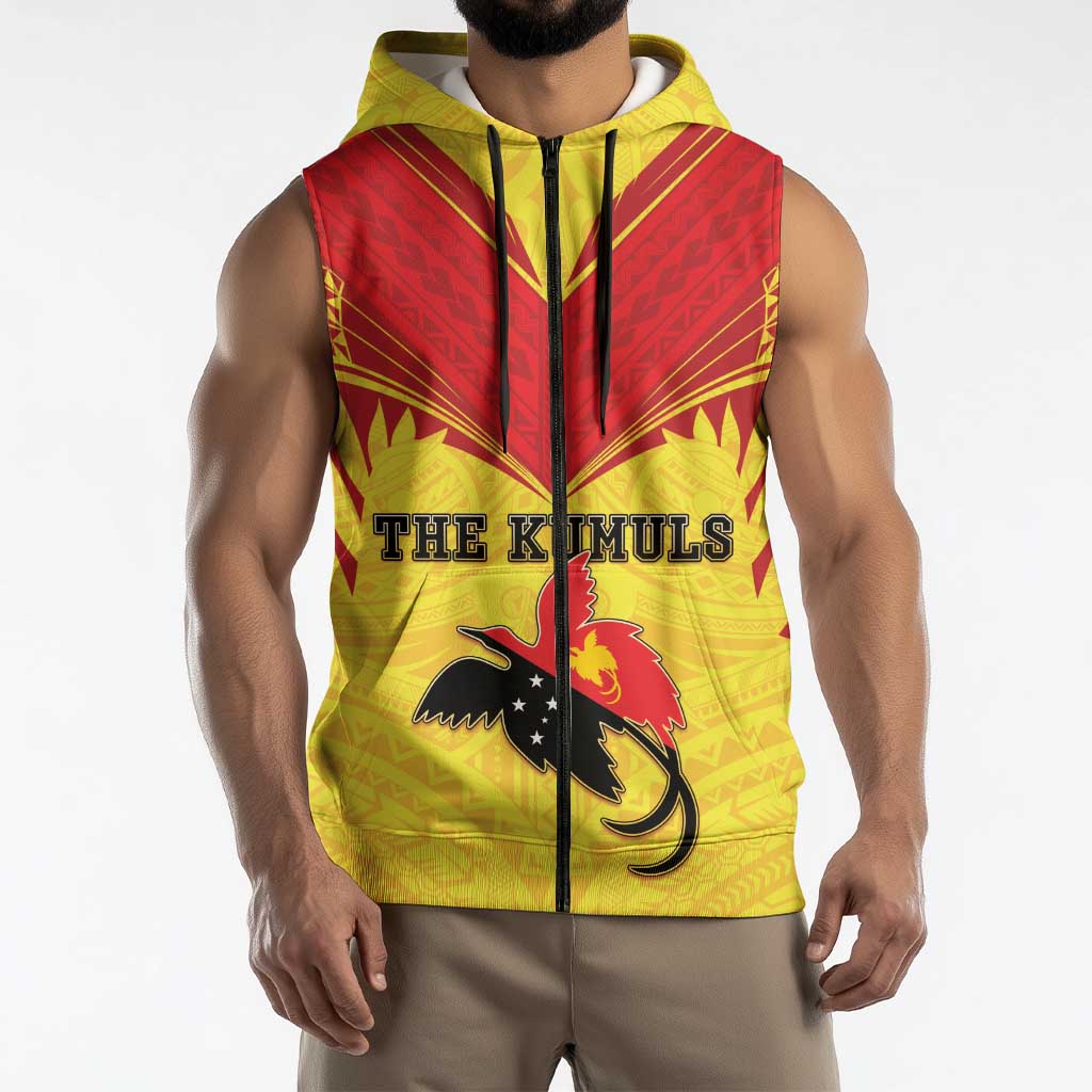 Papua New Guinea Rugby Custom Sleeveless Zip Hoodie Kumuls Heritage LT05 - Polynesian Pride