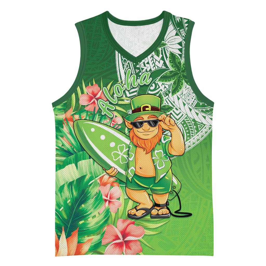 Aloha Hawaii St Patrick's Day Basketball Jersey Polynesian Style