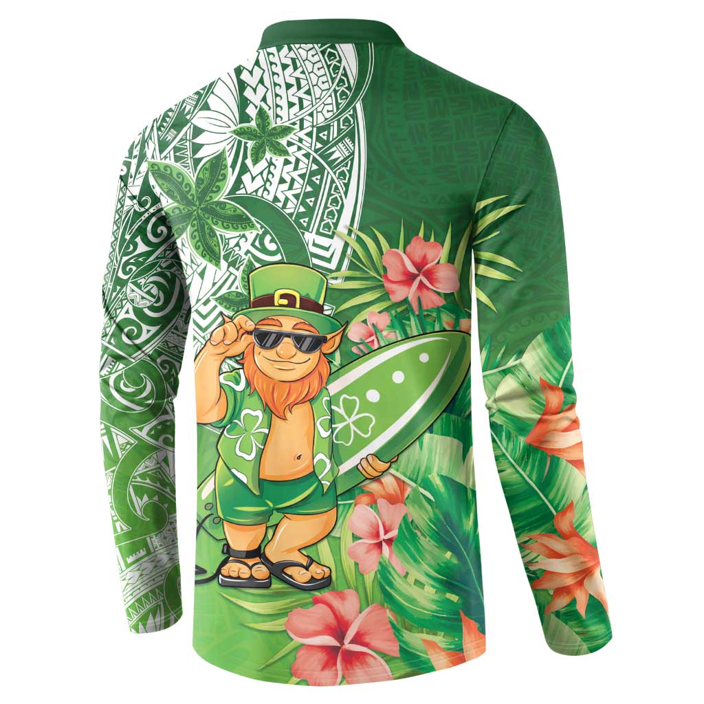 Aloha Hawaii St Patrick's Day Button Sweatshirt Polynesian Style
