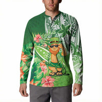 Aloha Hawaii St Patrick's Day Button Sweatshirt Polynesian Style