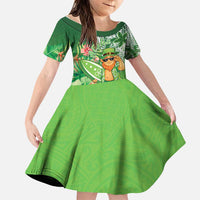 Aloha Hawaii St Patrick's Day Family Matching Long Sleeve Bodycon Dress and Hawaiian Shirt Polynesian Style LT05 Daughter's Dress Green - Polynesian Pride