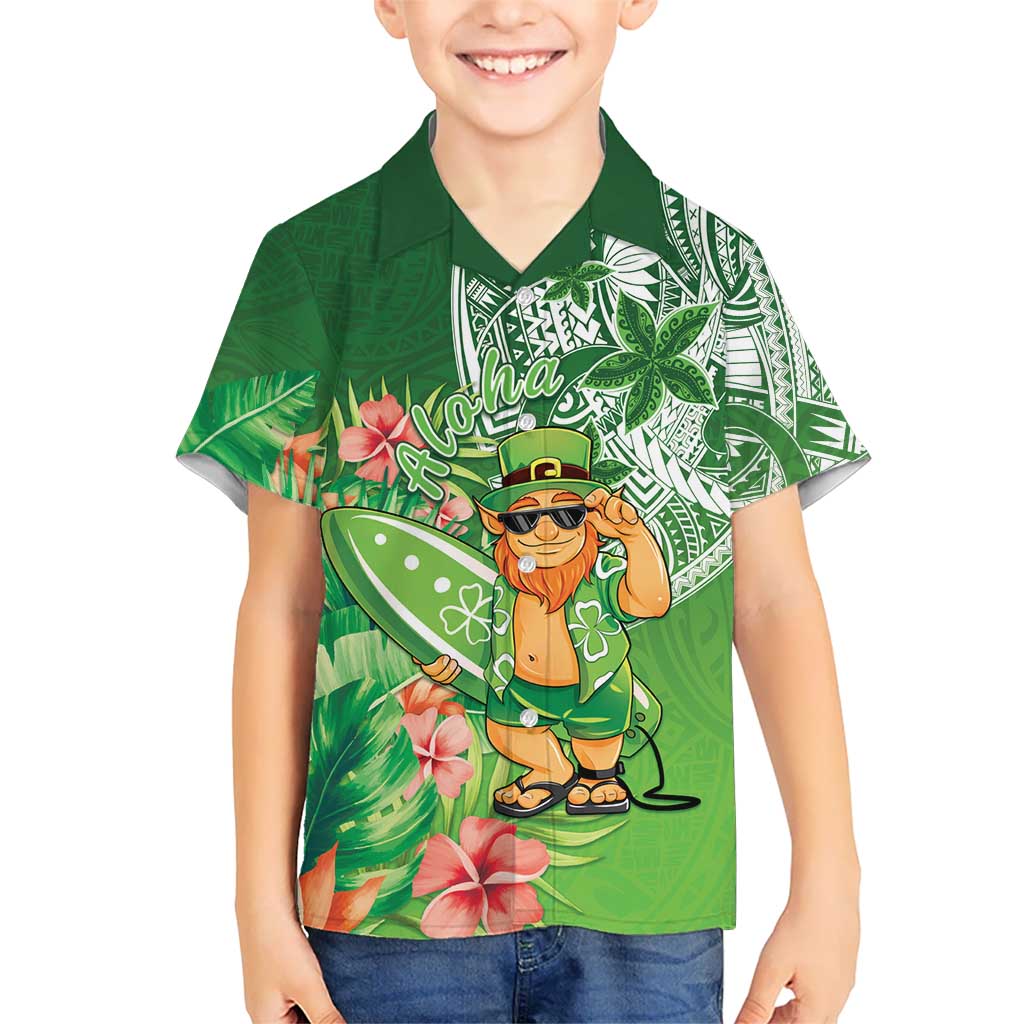Aloha Hawaii St Patrick's Day Family Matching Mermaid Dress and Hawaiian Shirt Polynesian Style LT05 Son's Shirt Green - Polynesian Pride