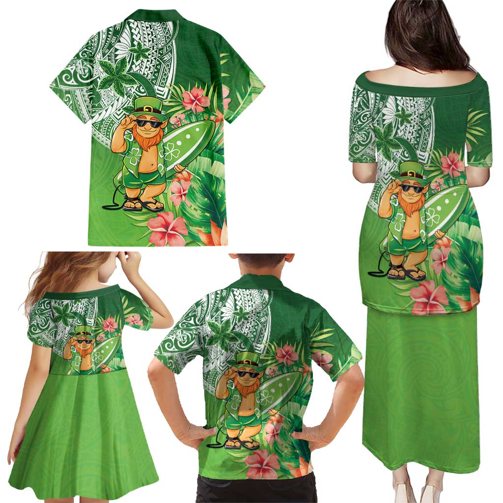 Aloha Hawaii St Patrick's Day Family Matching Puletasi and Hawaiian Shirt Polynesian Style