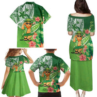 Aloha Hawaii St Patrick's Day Family Matching Puletasi and Hawaiian Shirt Polynesian Style