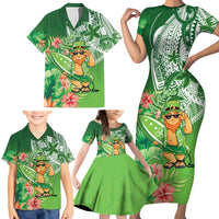 Aloha Hawaii St Patrick's Day Family Matching Short Sleeve Bodycon Dress and Hawaiian Shirt Polynesian Style LT05 - Polynesian Pride