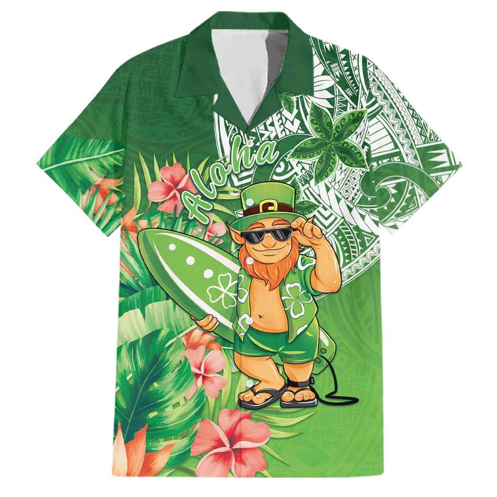Aloha Hawaii St Patrick's Day Family Matching Tank Maxi Dress and Hawaiian Shirt Polynesian Style LT05 Dad's Shirt - Short Sleeve Green - Polynesian Pride