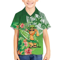 Aloha Hawaii St Patrick's Day Family Matching Tank Maxi Dress and Hawaiian Shirt Polynesian Style LT05 Son's Shirt Green - Polynesian Pride