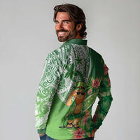 Aloha Hawaii St Patrick's Day Long Sleeve Polo Shirt Polynesian Style