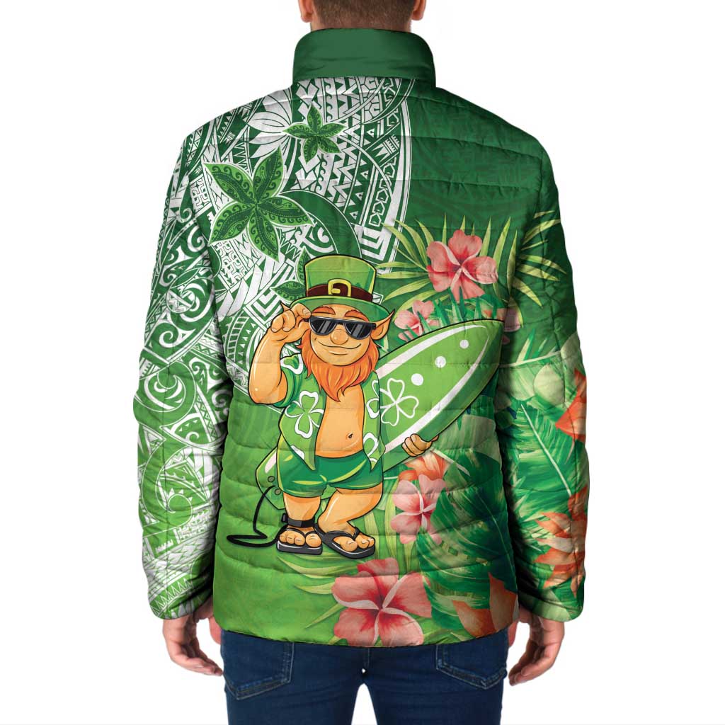 Aloha Hawaii St Patrick's Day Padded Jacket Polynesian Style