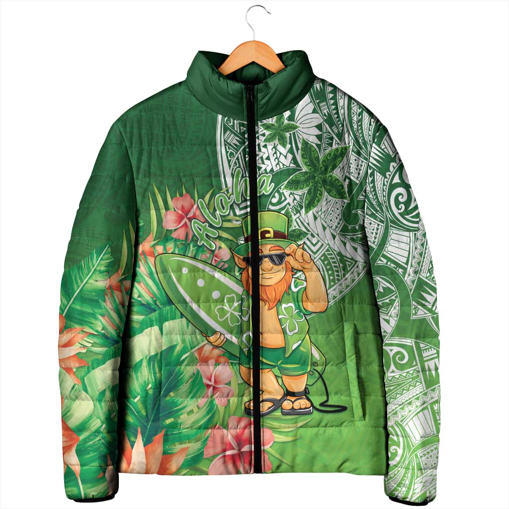 Aloha Hawaii St Patrick's Day Padded Jacket Polynesian Style