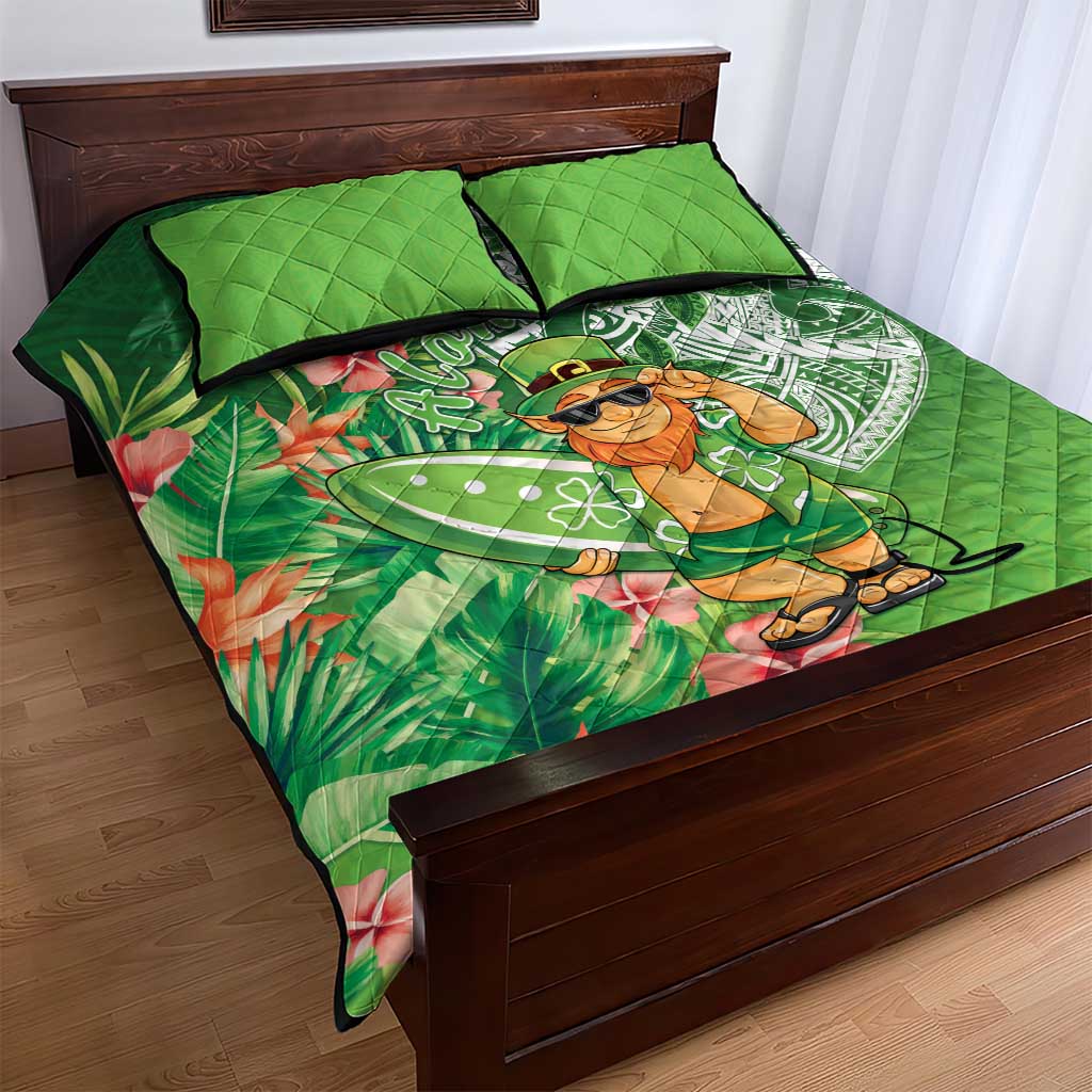 Aloha Hawaii St Patrick's Day Quilt Bed Set Polynesian Style