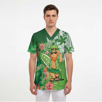 Aloha Hawaii St Patrick's Day Scrub Top Polynesian Style