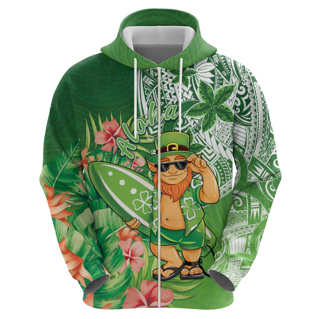 Aloha Hawaii St Patrick's Day Zip Hoodie Polynesian Style