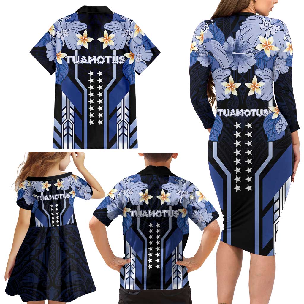 French Polynesia Tuamotu Archipelago Family Matching Long Sleeve Bodycon Dress and Hawaiian Shirt Polynesian Pattern Unique Style LT05 - Polynesian Pride