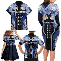 French Polynesia Tuamotu Archipelago Family Matching Long Sleeve Bodycon Dress and Hawaiian Shirt Polynesian Pattern Unique Style LT05 - Polynesian Pride