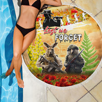 Australia And New Zealand ANZAC Day Beach Blanket Kangaroo And Kiwi Bird Soldiers Lest We Forget LT05 - Polynesian Pride