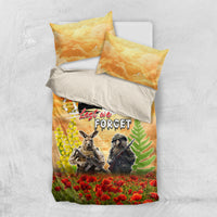 Australia And New Zealand ANZAC Day Bedding Set Kangaroo And Kiwi Bird Soldiers Lest We Forget LT05 US Twin 172cm x 218cm Yellow - Polynesian Pride