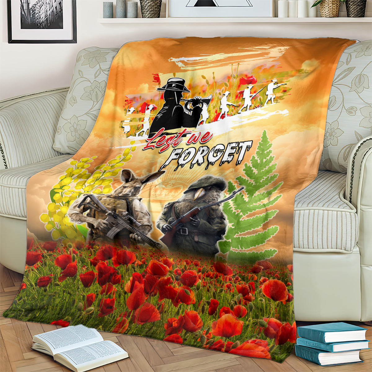 Australia And New Zealand ANZAC Day Blanket Kangaroo And Kiwi Bird Soldiers Lest We Forget LT05 - Polynesian Pride