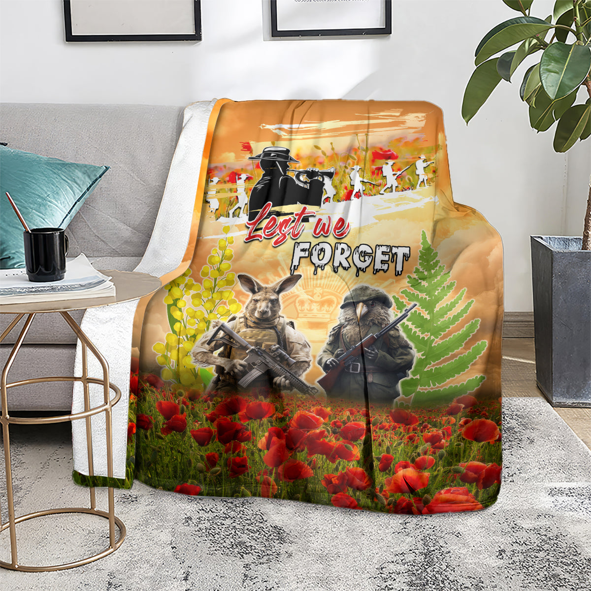 Australia And New Zealand ANZAC Day Blanket Kangaroo And Kiwi Bird Soldiers Lest We Forget LT05 - Polynesian Pride