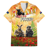 Australia And New Zealand ANZAC Day Family Matching Long Sleeve Bodycon Dress and Hawaiian Shirt Kangaroo And Kiwi Bird Soldiers Lest We Forget LT05 Dad's Shirt - Short Sleeve Yellow - Polynesian Pride