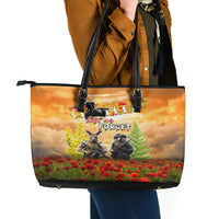 Australia And New Zealand ANZAC Day Leather Tote Bag Kangaroo And Kiwi Bird Soldiers Lest We Forget LT05 - Polynesian Pride