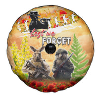 Australia And New Zealand ANZAC Day Spare Tire Cover Kangaroo And Kiwi Bird Soldiers Lest We Forget LT05 - Polynesian Pride