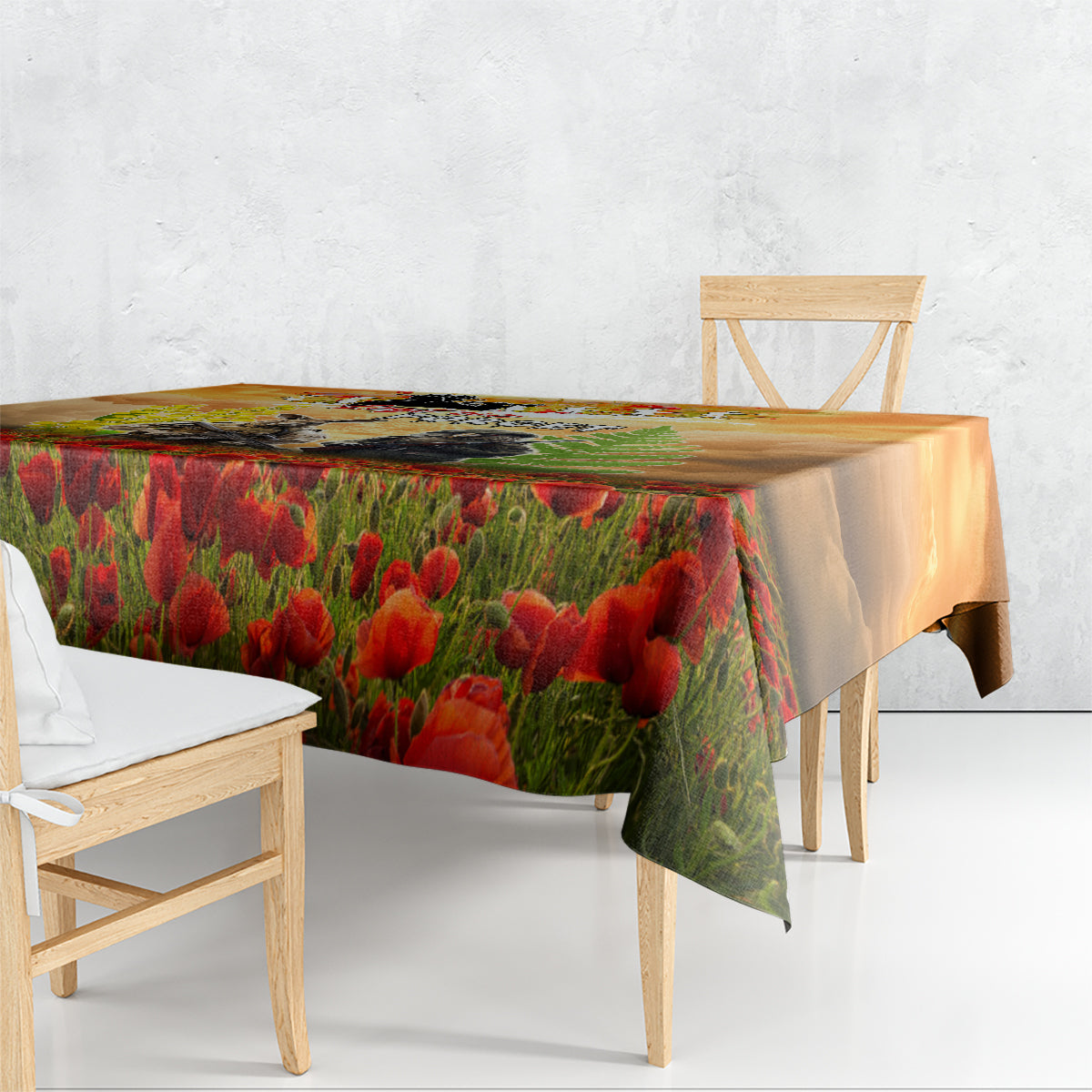 Australia And New Zealand ANZAC Day Tablecloth Kangaroo And Kiwi Bird Soldiers Lest We Forget LT05 - Polynesian Pride
