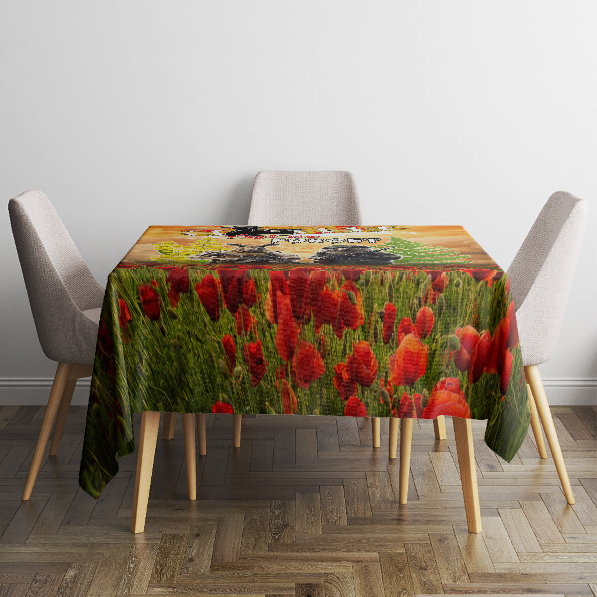 Australia And New Zealand ANZAC Day Tablecloth Kangaroo And Kiwi Bird Soldiers Lest We Forget LT05 - Polynesian Pride