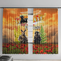 Australia And New Zealand ANZAC Day Window Curtain Kangaroo And Kiwi Bird Soldiers Lest We Forget LT05 With Hooks Yellow - Polynesian Pride