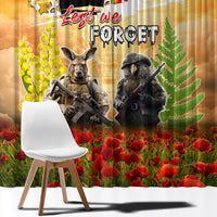 Australia And New Zealand ANZAC Day Window Curtain Kangaroo And Kiwi Bird Soldiers Lest We Forget LT05 - Polynesian Pride