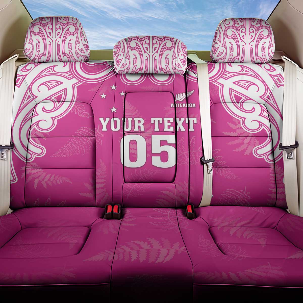 New Zealand Fern Women Rugby Custom Back Car Seat Cover Pink Maori Pattern LT05 One Size Pink - Polynesian Pride
